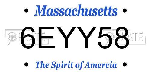 6EYY58 Massachusetts License Plate