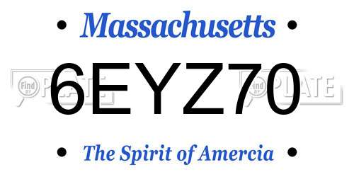 6EYZ70 Massachusetts License Plate