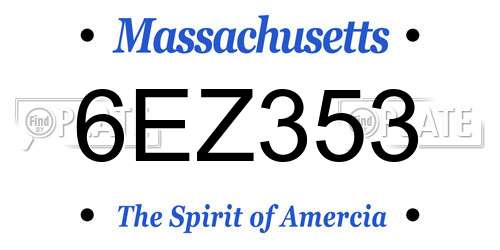 6EZ353 Massachusetts License Plate