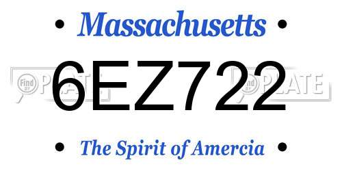 6EZ722 Massachusetts License Plate