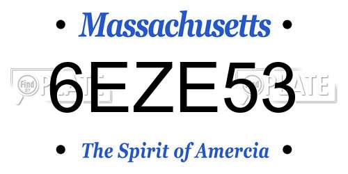 6EZE53 Massachusetts License Plate