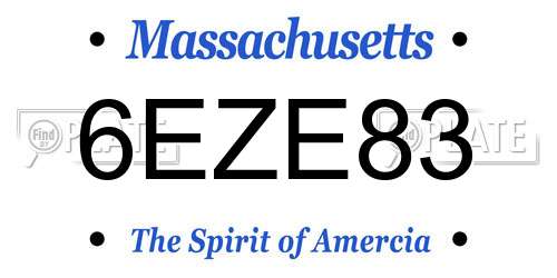 6EZE83 Massachusetts License Plate