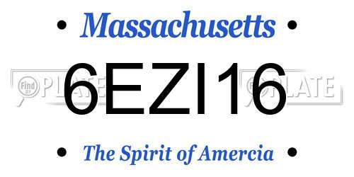 6EZI16 Massachusetts License Plate
