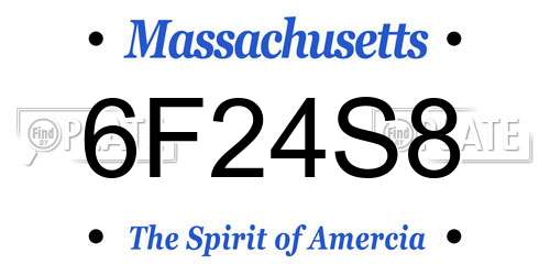 6F24S8 Massachusetts License Plate