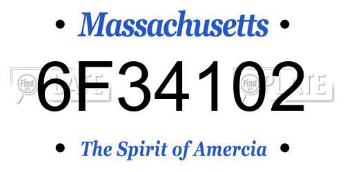 6F34102 Massachusetts License Plate