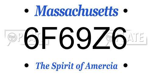 6F69Z6 Massachusetts License Plate