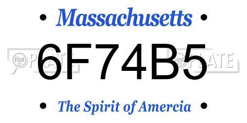 6F74B5 Massachusetts License Plate