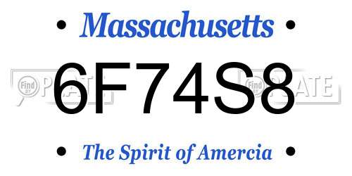 6F74S8 Massachusetts License Plate