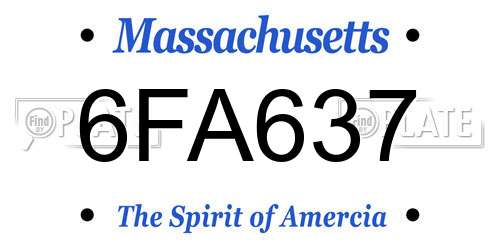6FA637 Massachusetts License Plate