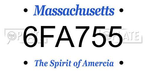 6FA755 Massachusetts License Plate