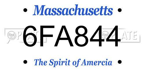 6FA844 Massachusetts License Plate