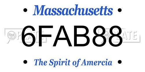 6FAB88 Massachusetts License Plate