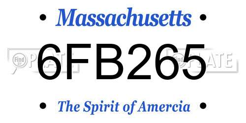 6FB265 Massachusetts License Plate