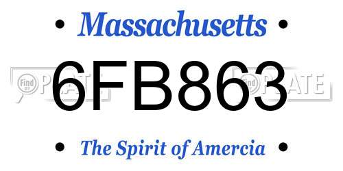 6FB863 Massachusetts License Plate