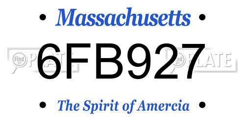 6FB927 Massachusetts License Plate