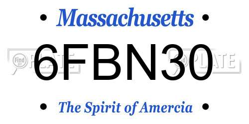 6FBN30 Massachusetts License Plate