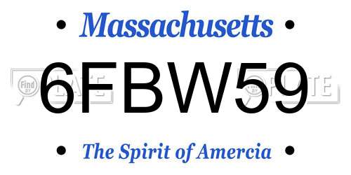 6FBW59 Massachusetts License Plate
