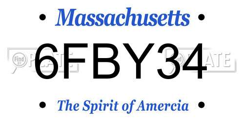 6FBY34 Massachusetts License Plate