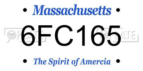 6FC165 Massachusetts License Plate