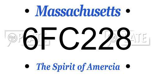 6FC228 Massachusetts License Plate