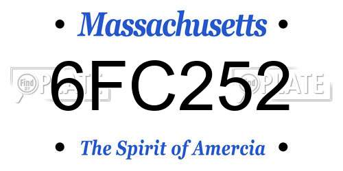 6FC252 Massachusetts License Plate