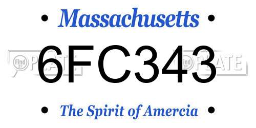6FC343 Massachusetts License Plate