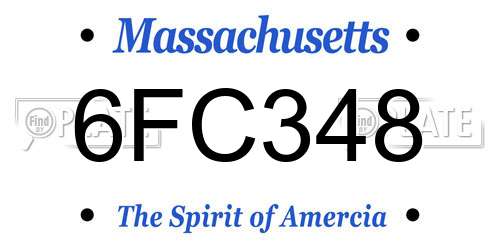 6FC348 Massachusetts License Plate
