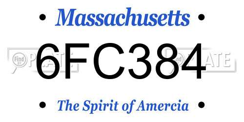 6FC384 Massachusetts License Plate