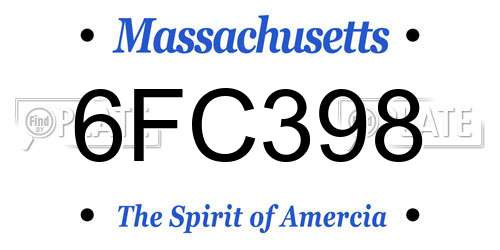 6FC398 Massachusetts License Plate