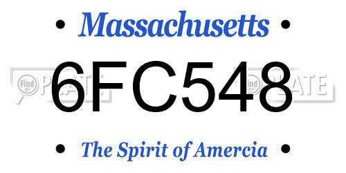 6FC548 Massachusetts License Plate