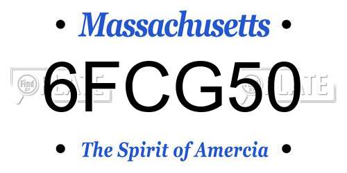 6FCG50 Massachusetts License Plate