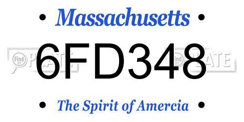 6FD348 Massachusetts License Plate