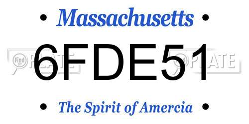 6FDE51 Massachusetts License Plate