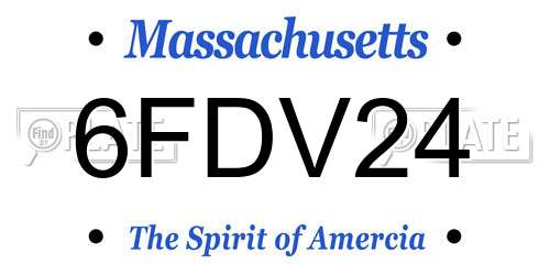 6FDV24 Massachusetts License Plate