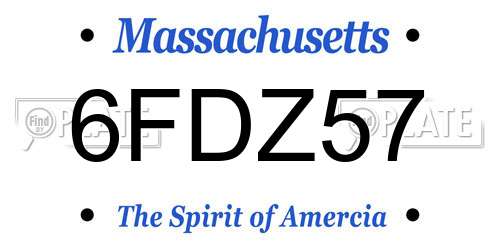 6FDZ57 Massachusetts License Plate