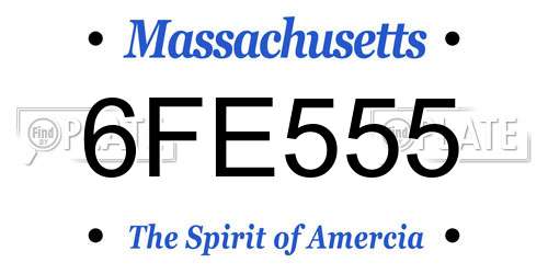 6FE555 Massachusetts License Plate