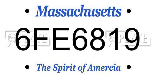 6FE6819 Massachusetts License Plate