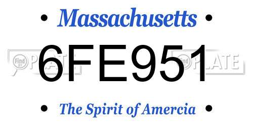 6FE951 Massachusetts License Plate