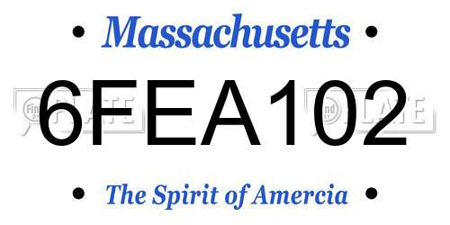 6FEA102 Massachusetts License Plate