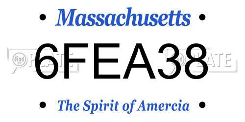 6FEA38 Massachusetts License Plate