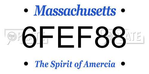 6FEF88 Massachusetts License Plate