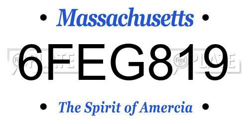 6FEG819 Massachusetts License Plate