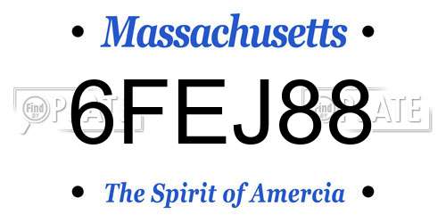 6FEJ88 Massachusetts License Plate