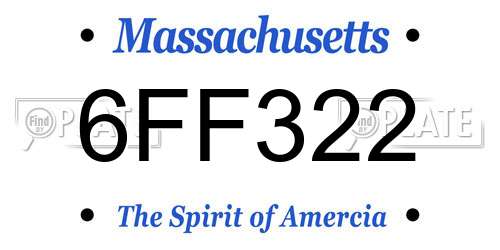 6FF322 Massachusetts License Plate