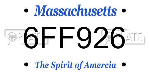 6FF926 Massachusetts License Plate