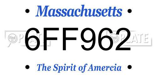 6FF962 Massachusetts License Plate