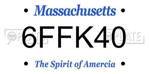 6FFK40 Massachusetts License Plate