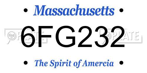 6FG232 Massachusetts License Plate