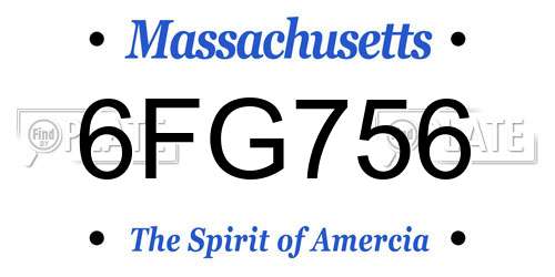 6FG756 Massachusetts License Plate