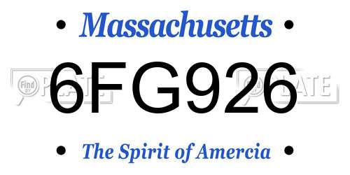 6FG926 Massachusetts License Plate